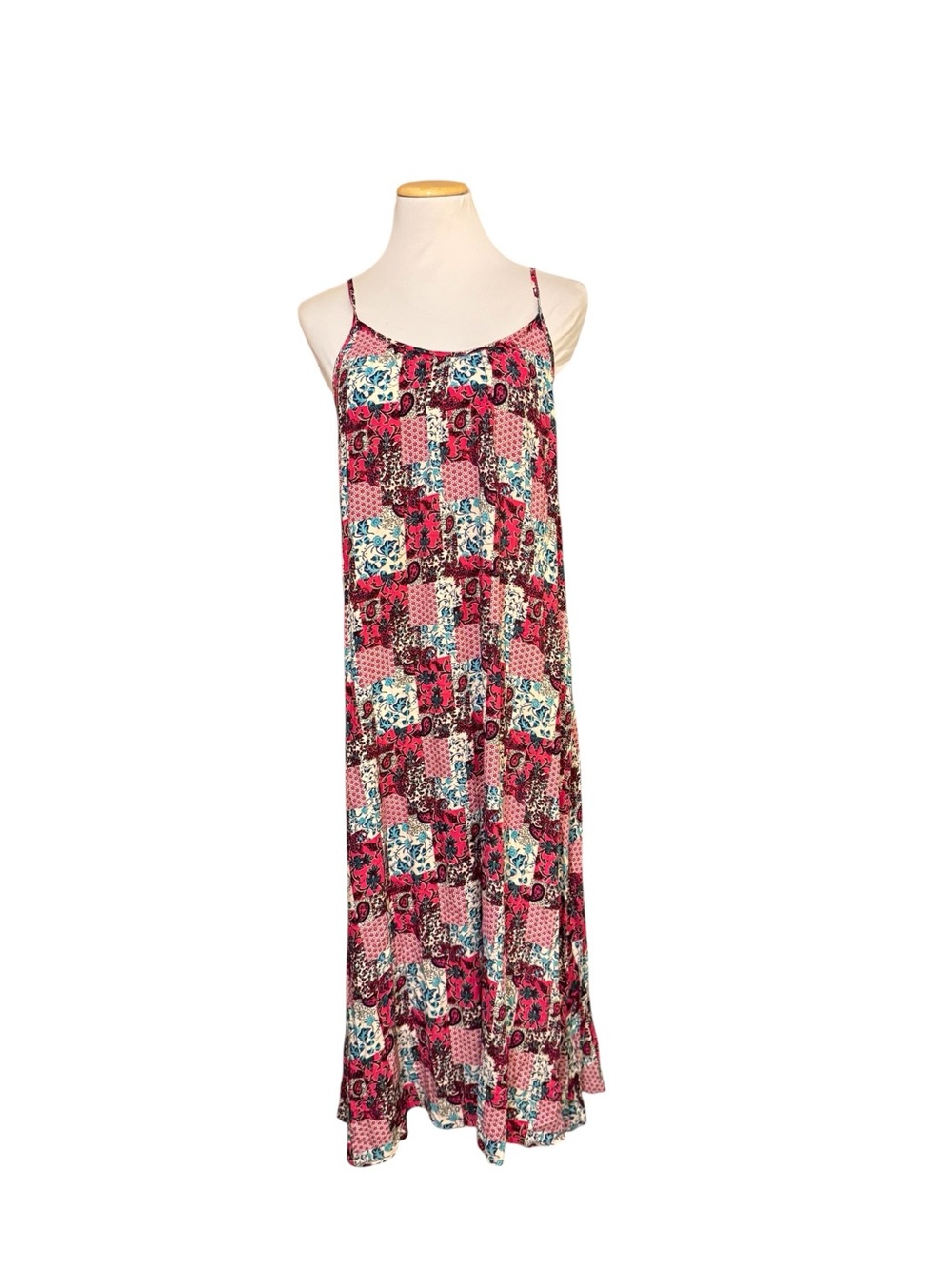 NWT Natural Life Boho Patchwork Maxi Slip Dress in Fuchsia - Picture 2 of 8